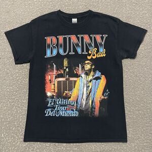 Bad Bunny T Shirt Mens M Black El Ultimo Tour Del Mundo Short Sleeve Gildan Tee